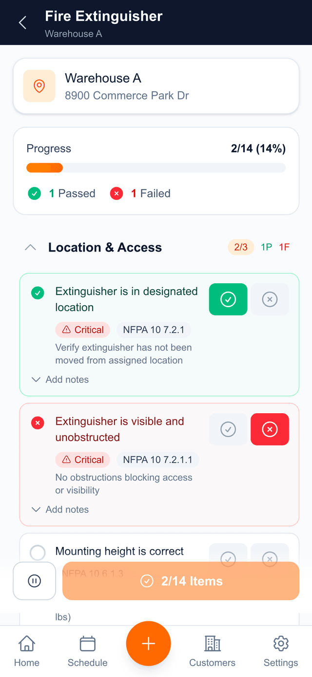 NFPA Checklists Built In 1